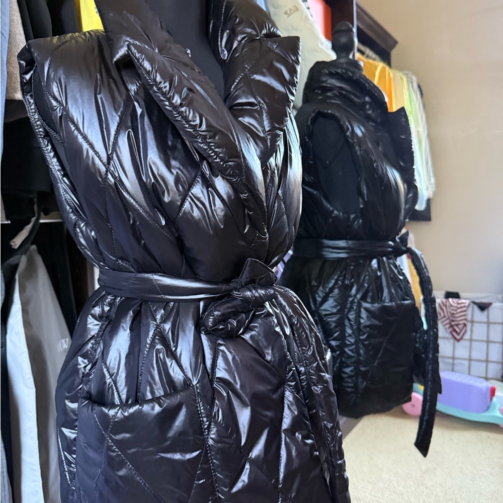 Shiny Black Quilted Puffer Vest
